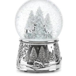 SILVER PLATE NORTH POLE BOUND SNOW GLOBE