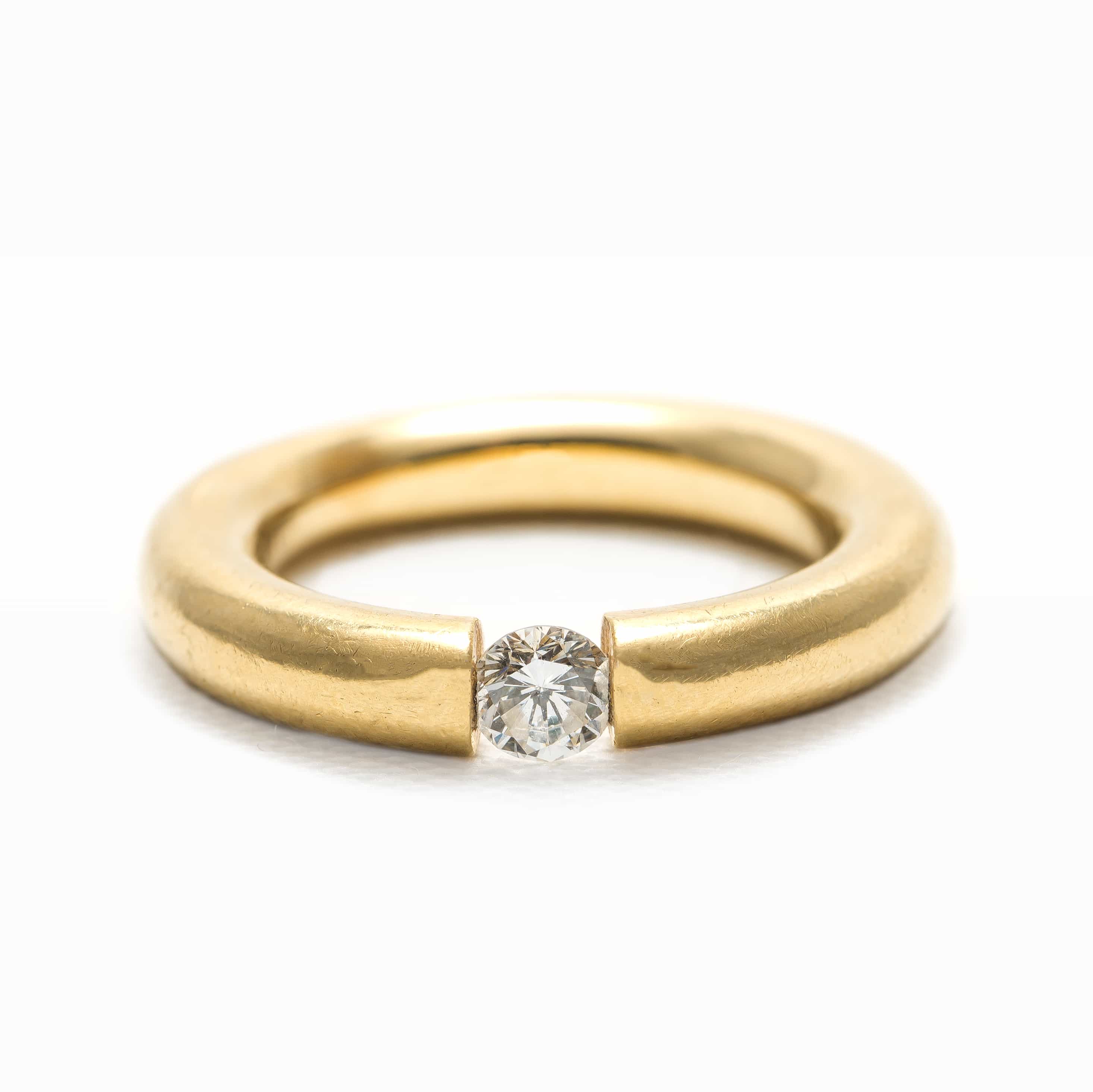 YELLOW GOLD TENSION SET DIAMOND RING - Argo & Lehne Jewelers