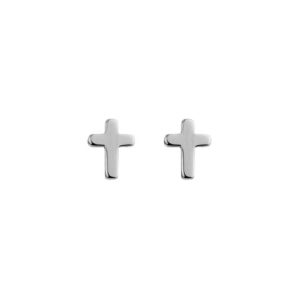 SMALL STERLING CROSS EARRINGS