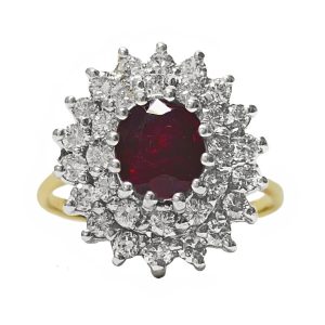 YELLOW & WHITE GOLD VINTAGE RUBY DIAMOND RING
