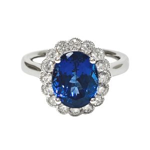 14K WHITE GOLD TANZANITE DIAMOND RING