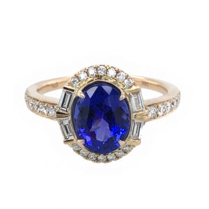 YELLOW GOLD TANZANITE DIAMOND RING