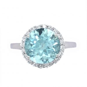 WHITE GOLD AQUAMARINE DIAMOND RING