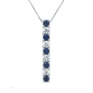 WHITE GOLD SAPPHIRE DIAMOND BAR PENDANT