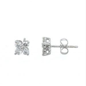 WHITE GOLD DIAMOND CLUSTER STUD EARRINGS