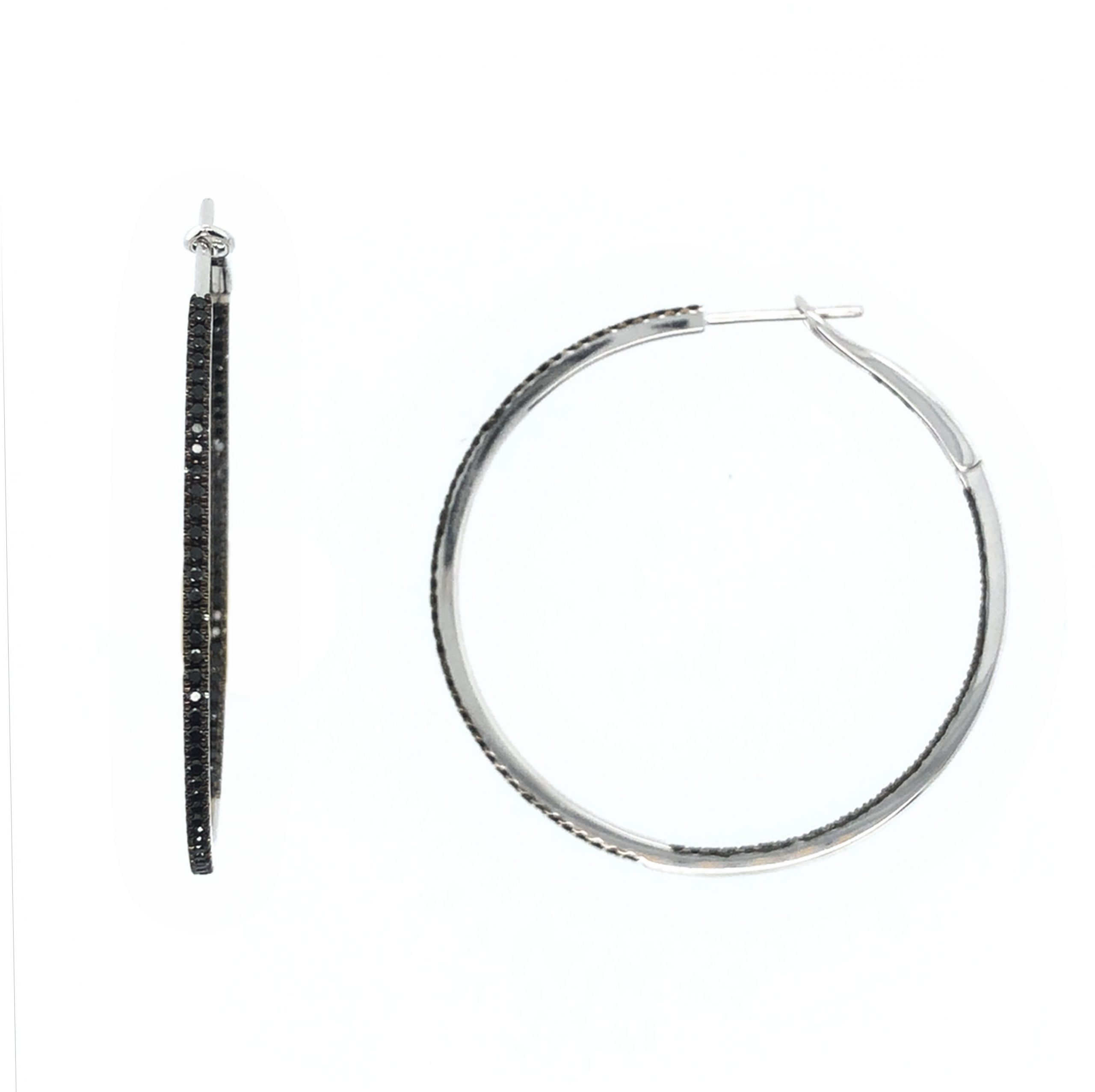 WHITE GOLD BLACK DIAMOND HOOP EARRINGS Argo & Lehne Jewelers