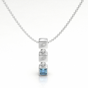 STERLING BLUE TOPAZ CUBE DROP PENDANT