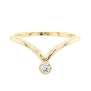 YELLOW GOLD DIAMOND V RING