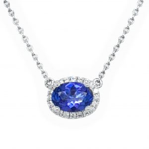 WHITE GOLD TANZANITE DIAMOND PENDANT
