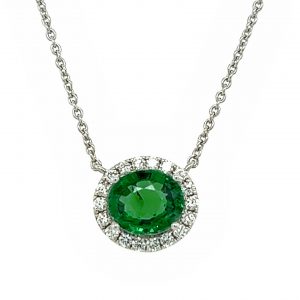 WHITE GOLD TSAVORITE DIAMOND PENDANT