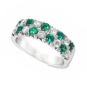 WHITE GOLD EMERALD DIAMOND RING