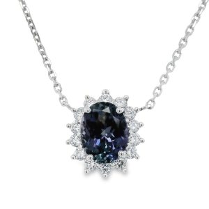 WHITE GOLD TANZANITE DIAMOND PENDANT