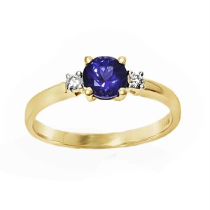 YELLOW GOLD TANZANITE DIAMOND RING