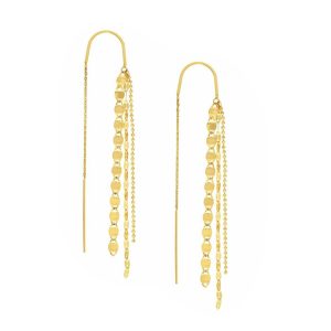 YELLOW GOLD 3-STRAND THREADER EARRINGS
