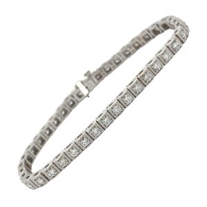 WHITE GOLD VINTAGE INSPIRED DIAMOND TENNIS BRACELET