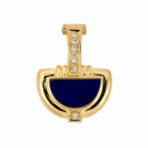 18K YELLOW GOLD VINTAGE LAPIS DIAMOND ENHANCER PENDANT