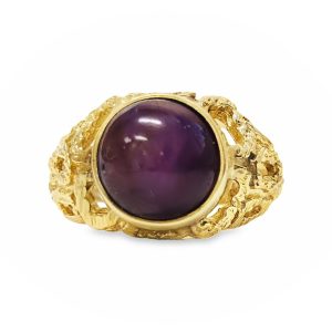 14K YELLOW GOLD VINTAGE STAR RUBY RING