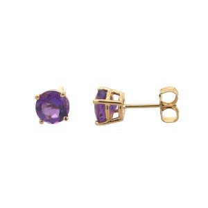 YELLOW GOLD AMETHYST STUD EARRINGS