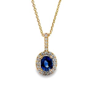 YELLOW GOLD SAPPHIRE DIAMOND PENDANT