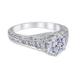 Platinum vintage-inspired diamond ring mounting.