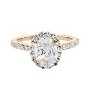 Yellow gold diamond halo ring mounting.