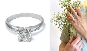 White gold solitaire engagement-style ring mounting.