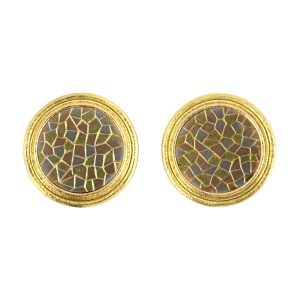 TRI-COLOR GOLD VINTAGE CIRCULAR EARRINGS