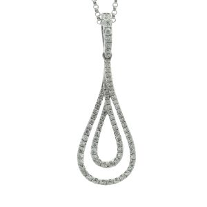 18K WHITE GOLD DIAMOND DOUBLE TEARDROP PENDANT