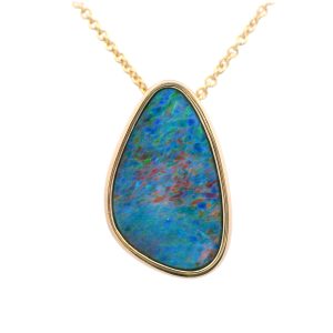 YELLOW GOLD OPAL DOUBLET PENDANT