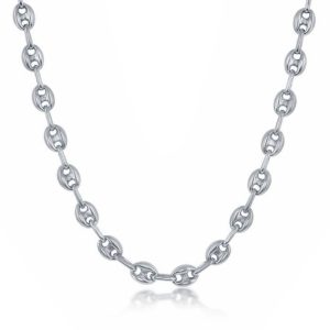 STERLING SILVER PUFFED MARINA LINK CHAIN