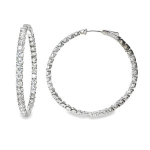 WHITE GOLD DIAMOND HOOP EARRINGS