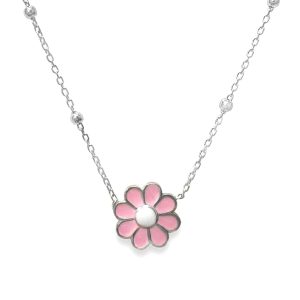 STERLING SILVER ENAMEL FLOWER NECKLACE