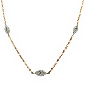 YELLOW GOLD DIAMOND CLUSTER STATION NECKLACE