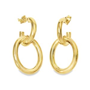 YELLOW GOLD OVAL LINK EARRINGS