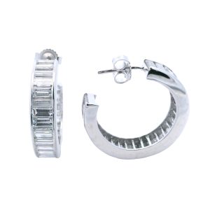 WHITE GOLD DIAMOND HOOP EARRINGS