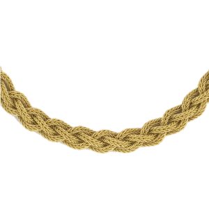 18K YELLOW GOLD VINTAGE 4-STRAND BRAIDED NECKLACE