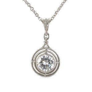 PLATINUM VINTAGE "MERRY WIDOW" DIAMOND PENDANT