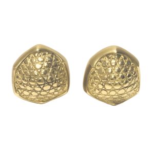18K YELLOW GOLD VINTAGE DOMED PEBBLE FINISH "BOREGAARD" EARRINGS