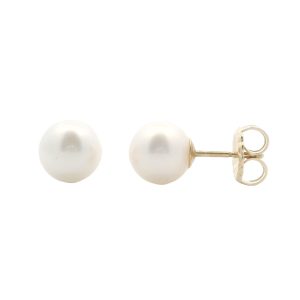 14K YELLOW GOLD AKOYA CULTURED PEARL STUD EARRINGS