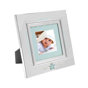 NICKEL PLATED ENAMEL BLUE STAR PICTURE FRAME
