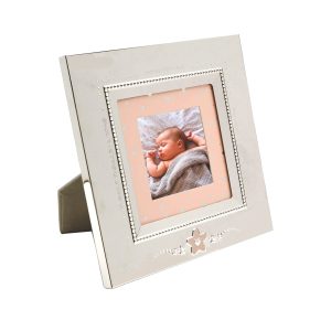 NICKEL PLATED ENAMEL PINK STAR PICTURE FRAME