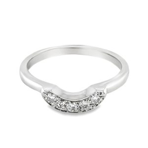 14K WHITE GOLD 5 DIAMOND CONTOURED WEDDING RING