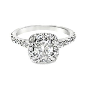 14K WHITE GOLD DIAMOND HALO ENGAGEMENT STYLE RING