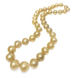 11-13.8mm golden South Sea pearl necklace.