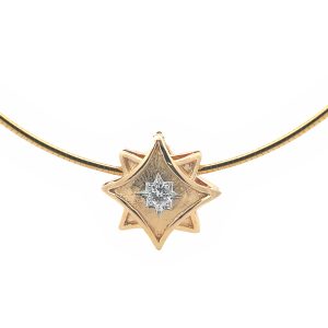 14K YELLOW & WHITE GOLD DIAMOND STAR PENDANT