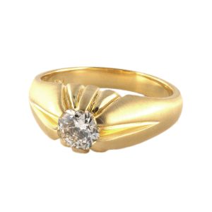 14K YELLOW GOLD VINTAGE DIAMOND BELCHER STYLE RING