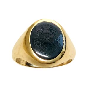 14K YELLOW GOLD BLACK ONYX SIGNET RING
