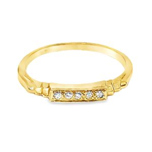 14K YELLOW & WHITE GOLD VINTAGE DIAMOND WEDDING RING