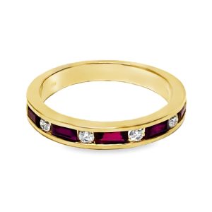 14K YELLOW GOLD RUBY DIAMOND RING