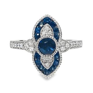 14K WHITE GOLD SAPPHIRE & DIAMOND RING